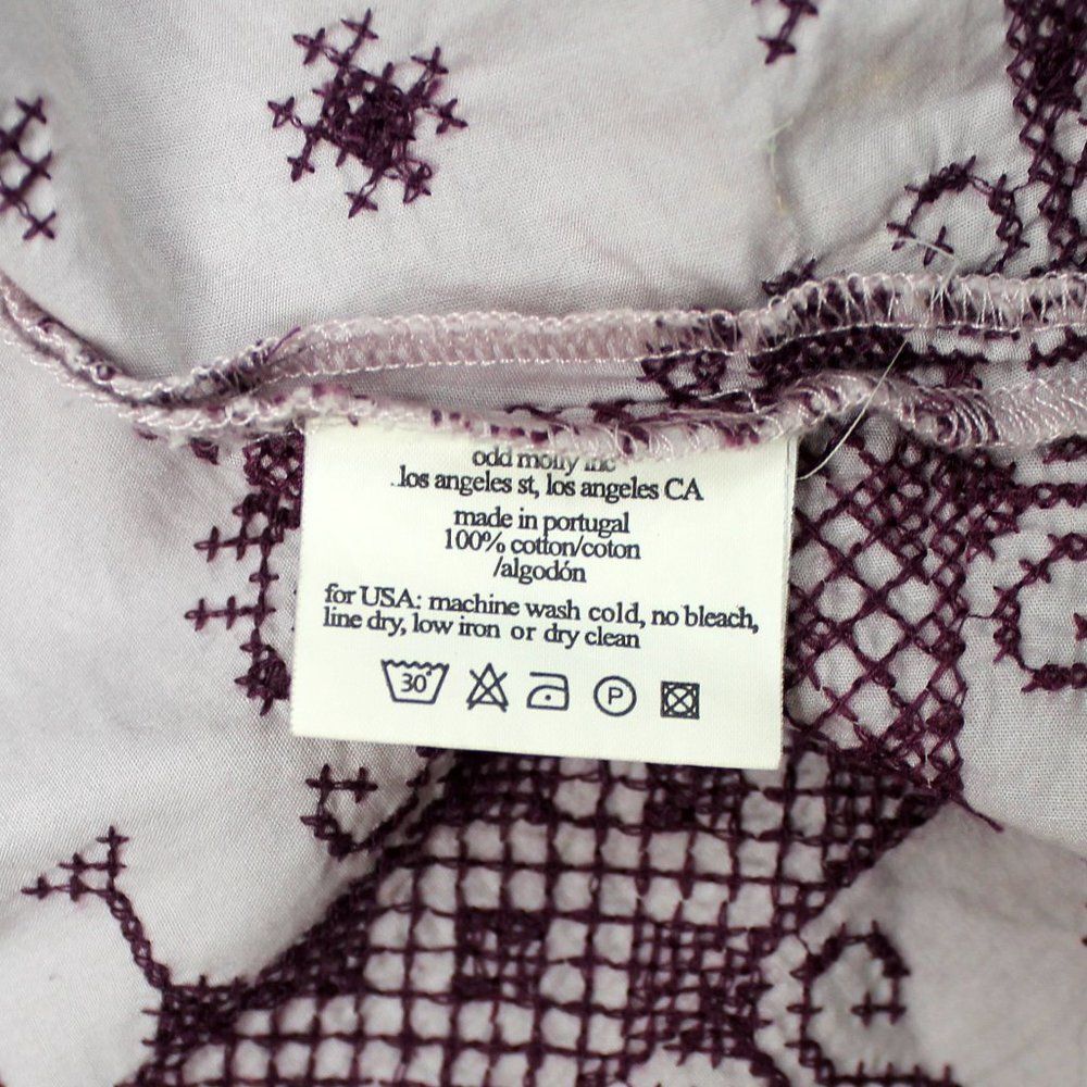 Odd Molly Cotton Four Continents Tunic Dress Plum Embroidered Knee Length Sz 1/S - Picture 15 of 15